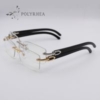Black Buffalo Horn Frames Gold Rimless Optical Sunglasses Men Women Brand Designer Glasses Carving Eyewear With Box And Cases