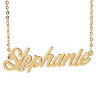 Collana personalizzata personalizzata in acciaio inossidabile placcato in oro 18k con nome "Stephanie" Collana con targhetta con charm Collana regalo NL-2430