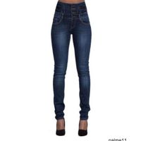 Sonbahar Marka Tasarımcı Casual Kadınlar Jeans Yüksek Bel Pantolon İnce Stretch Pantolon İçin Kadın Mavi Parti Kulübü Artı boyutu Kadınlar Giyim B940