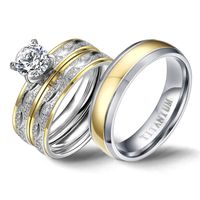 Wedding Rings Couple Cubic Zirconia Ring Set for Women Titanium Ring for Man Women Accessories 2019 Promise Godly Jewels