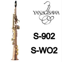 YANAGISAWA WO2 SOPRANO SOPHING Straight Tube B Liso Saxofone Gold Lacquer Larrão High Quality Sax com Bocal Caso Instrumentos de Música