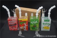 Hitman Glass Juice Box Oil Rigs Dab Beaker Bong 7.5" Liquid Sci tema Vetro Cereal Box Water Pipes 4Design Protable Glass Pipe ad acqua