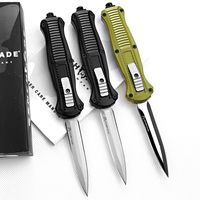 칼집 상자 도매 최신 벤치 메이드 3300 trumpt 3 "알루미늄 핸들 블랙 / 그린 캠핑 자동 칼 전술 절삭 공구