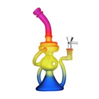 top selling rasta painting glass bong recycler dab rig oil r...