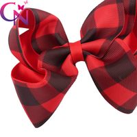 5 "Girls Plaid Bow Clip Clip Niños Grosgrain Ribbon Bowknot Horquillas Barrettes Bubble Cabina de Pelo Baby Girl Accesorios para el cabello Regalo de Navidad
