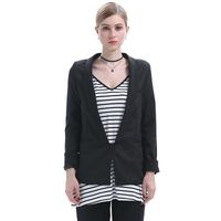 British Style Women Lapel Collar Grid Plaid Check Print