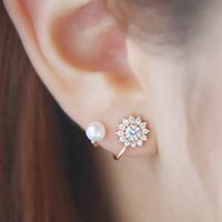 2019 NEW Charm Crystal Flower Earrings For Women Fashion Jewelry Double Sided Gold Silver Gift For Party Best Friend