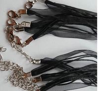 Mode chaud noir Organza Voile Ruban Colliers Pendentifs Chaînes Cordon 18 "Bijoux DIY MAKING