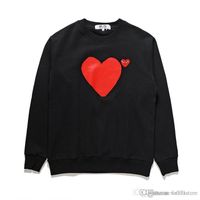 En iyi Kalite TATAY C026B Siyah Yeni Oyun Noktaları Cdg Kırmızı Kalp Com Uzun Kollu Des Garcons T-shirt Tişörtü