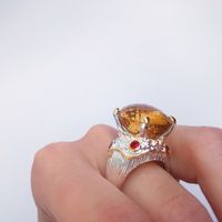 Fashion-Big Golden Zirconia Smycken Ring Luxury Silver Plated Women's Large Smycken Cocktail Rings Party