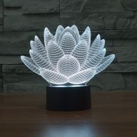 Lotus Visual Stereo Light LED Luz Night Light 3D Creative Small Table Lámpara de regalo Atmósfera Luz