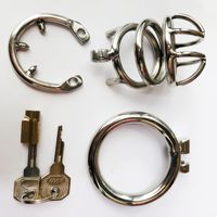 2020 Magic lock new chastity devices 45mm length stainless steel small male chastity cb 1.8&quot; short cock cage with Spike ring