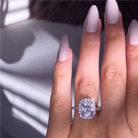 Choucong anel de moda 925 prata esterlina corte almofada 3 quilates diamante cz pedra noivado aliança de casamento anéis para mulheres joias presente