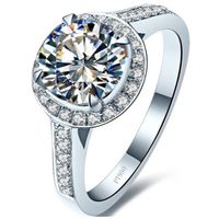1.5CT 925 NSCD diamante sintético anel de noivado jóias de prata esterlina ouro 18K branco banhado a marca de qualidade Jóias de casamento das mulheres