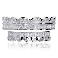 New Discount Baguette Set Teeth Grillz Top Bottom Silver Col...