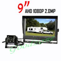 1080p 4pin Auto Reverse Backup Camera Kit + 9 "IPS AHD Achteraanzicht DVR-monitor voor RV Bus Truck Trailers Camper Pickup