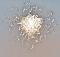 Cheap Transparente Pequeno candelabro de Iluminação Lâmpadas LED Mão Cristal vidro fundido Lâmpadas Pingente Lobby Sala de jantar Luminárias