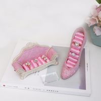 [DDisplay] Pink Sofa Form Schmuck Ringe Standing Anzeige hochhackige Schuhe Ring-Speicher-Organisator Retro Style Leinen Schmuck Ständer Halter