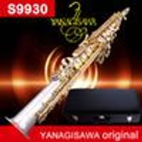Saksafonu Yanagisawa S-9930, S-WO37 B (b) gümüş kaplama altın anahtar Soprano Sax profesyonel müzik aletleri Ağızlık 2-Neckse