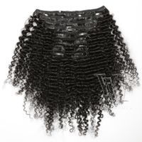 VMAE Afro Kinky Curly Clip en Extensiones de cabello 3C Color natural 100G-160G Brasil Virgen Virgen Human Bundles de 12 a 26 pulgadas