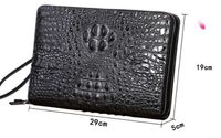 Luxe hommes embrayages grain crocodile sacs vrai business en cuir cartes porte-monnaie 29x19x3cm doubles fermetures à glissière de scatches coquille dure