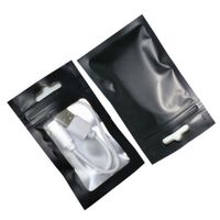 11 tailles disponibles mat clair Aluminium Foil Noir Paquet Zipper Sac de verrouillage avec Accrocher trou détail pochette de rangement pour Zip Cadeaux Mylar Sacs de verrouillage