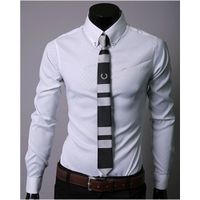 İş Adamı Örgün Gömlek Uzun Kollu Tops Turn-down Yaka Yüksek Kaliteli Erkek Giyim Ofis Giyim Kore Tarzı Ince Gömlek 2019