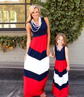 2019 Mommy and me family matching mother daughter dresses clothes striped mom and daughter dress kids parent child outfits