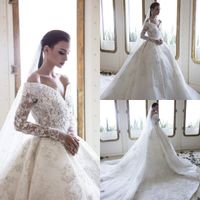 Ziad Nakad 2019 Vintage Wedding Dresses Long Sleeve Appliques Beaded Cathedral Train Bridal Gowns Vestido De Novia Plus Size Wedding Dress
