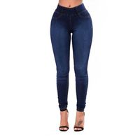 Оптовые тонкие джинсы для женщин скинни высокая талия джинсы женские голубые джинсовые брюки карандаш стрейч талии женские брюки плюс размер 2019 новый
