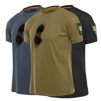 Открытый спортивные мужчины Тактические футболки армия туризм Tee рубашка специальные руки свободные хлопковые быстрые сухие короткие рукава сплошные дышащие