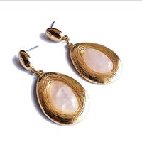 Wholesale 10 Pairs Gold Plated Wire Wrap Geometric Rose Quartz Dangle Earrings for Women White Howlite Stone Jewelry