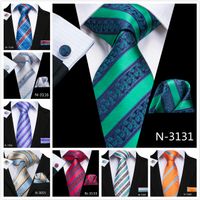 HI-Tie Nouvelle Arrivée 10 Style Cravate À Rayures Cravate Cravate Poche De Place Boutons De Manchette Set pour Mens Business Party