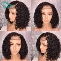 Предварительно сорванные короткие боб вьющиеся кружевные парики человеческих волос для черных женщин бразильские девственницы волосы полный кружевной парик с детскими волосами