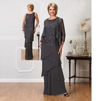 Gray Lace Mother Of The Bride Dresses With Long Sleeves Jack...