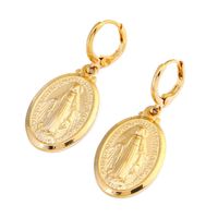 Virgin Mary Earrings Christmas Gifts 24K Gold Color Women Men Jewelry Earrings Wholesale Cross Earrings Jewelry