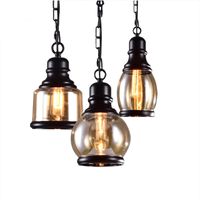 Modern industriell målad glas hänge lampa LED E27 220V Edison Bulb hänge ljus fixture för kök matsal sovrum cafe