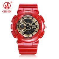 red and black digital watch