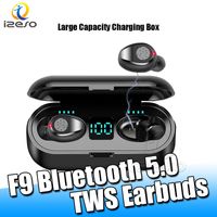 F9 TWS Earbuds Bluetooth Mini Empfindlichkeit wasserdichter Kopfhörer Sport Spiele-Business-Headset mit 2000Mah Ladegerät Box Retail Verpackung izeso