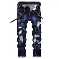 Di alta qualità originale Brand Mens Jeans Fashion Designer Distressed Strappato Jeans Uomo Straight Fit Denim Pantaloni da uomo Embroidery1