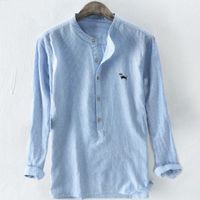 Mandarinkragen Leinenhemden Fit Button Sweatshirt Traditionelles chinesisches Freizeithemd 3xl Sommer Mode Langarm Top Bluse