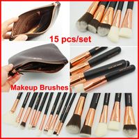 Gül Altın 15 PCS Makyaj Fırçaları Set Renk Aşk Kozmetik Fırçası Yüz ve Göz Fırçaları Çanta göz farı temeli göz kalemi tozu allık makyaj fırçası