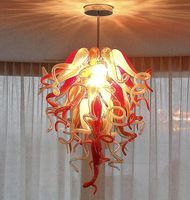 Lampadario di cristallo LED promettente casa luce lusso Hanging Chandelier luce del pendente 100% a mano soffiato Lampada da soffitto in vetro per soggiorno