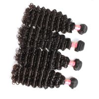 Bella Hair® 8-30 Brésilien Vierge Cheveux Bundles à ondes profondes Hairweaves Double Thaft Nature Couleur naturelle non transformée