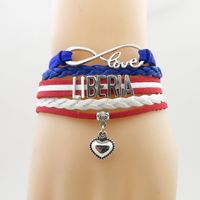 Infinito amor liberia pulseira coração charme liberia nacional bandeira artesanal pulseiras pulseiras para mulher e homem