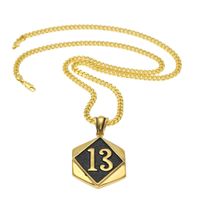 Hip Hop Bling de moda unisex joyería plateada oro afortunado del número 13 colgante, collar de cobre Cuban Link cadena para cadenas Hombres Mujeres hacia fuera helado N196