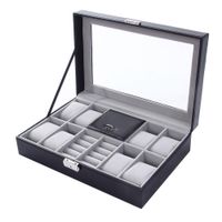 2 In One 8 Grids+3 Mixed Grids PU Leather Watch Boxes Storage Organizer Box Luxury Jewelry Ring Display Watch Case Black New