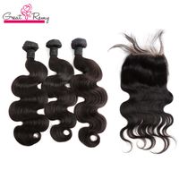 Greatremy Top Closure 4x4 With 3pcs Bundles Full Head Malays...