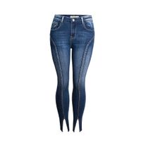 Sexy estiramiento alto cintura lápiz mujer pantalones vaqueros moda fondo azul flaco denim otoño jeans mujeres pantalones pantalones 2019