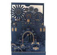 中空城キャリッジバラの花の結婚式の招待状カードの花嫁と花婿の結婚式のグリーティングカード100ピース/ロットDHLフリー船